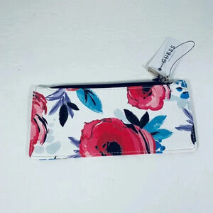 Guess White & Floral Flat Wallet/Pouch